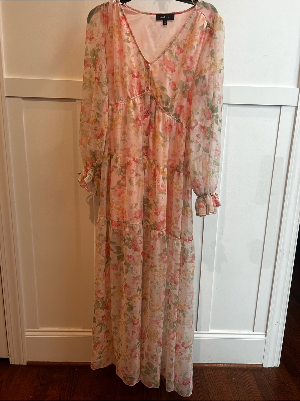 Aakaa Pink Floral Maxi Dress